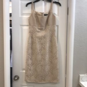 Tahari two piece social dress size 2 . Champagne color , satin and lace .